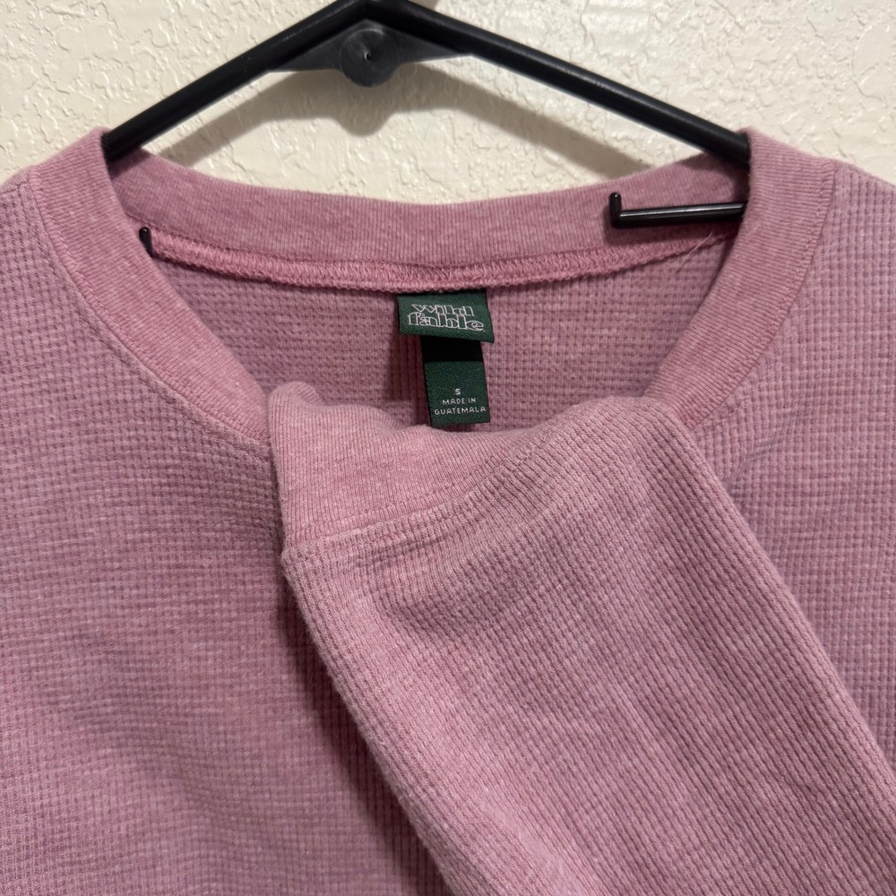 Wild Fable Pink‎ Waffle Knit Thermal Cropped Long Sleeve Top Women's Size S